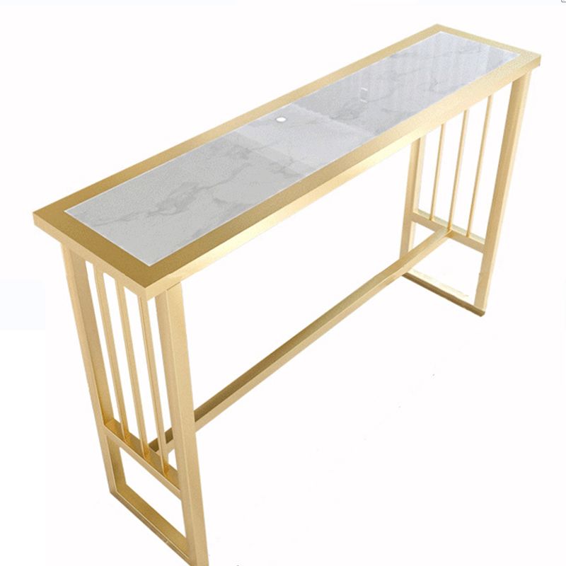 Modern Pub Height Dining Table Faux Marble Top Pub Table for Patio Use