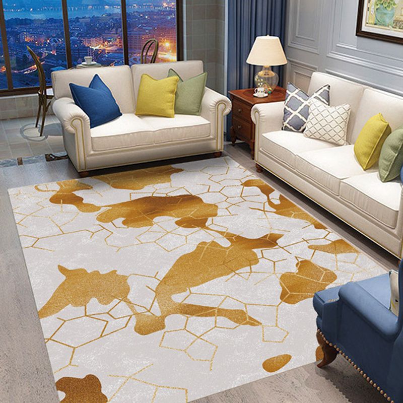 Casual Abstract Printed Rug Multi Color Polyster Area Carpet Non-Slip Backing Pet Friendly Indoor Rug for Living Room