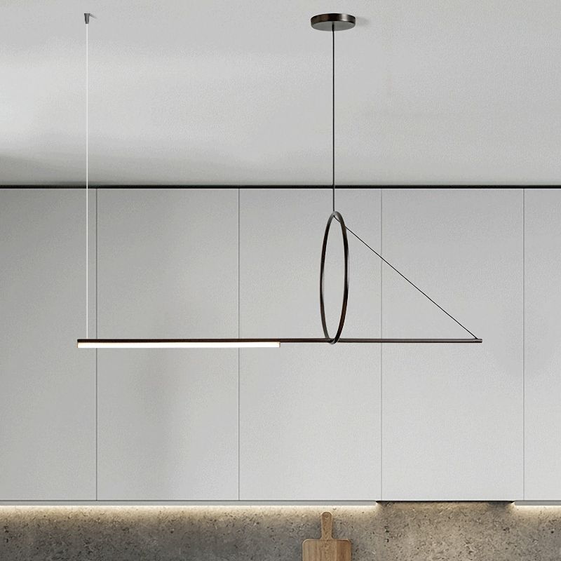 Lustre linéaire lustre moderne en métal simple îlot de plafond îlot de plafond en noir