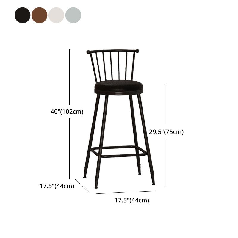 Industrial Armless Backrest Counter Stool Steel Bar Stool with Leather Cushion