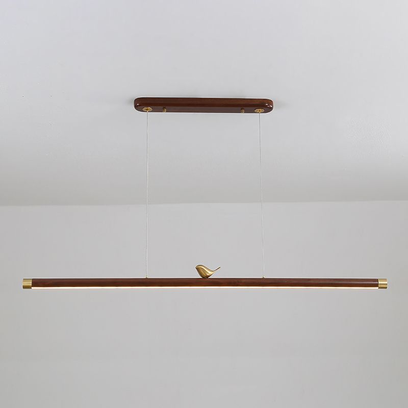 Contemporary Kitchen Pendant Light Linear Ceiling Pendant Light Wood 1 Light