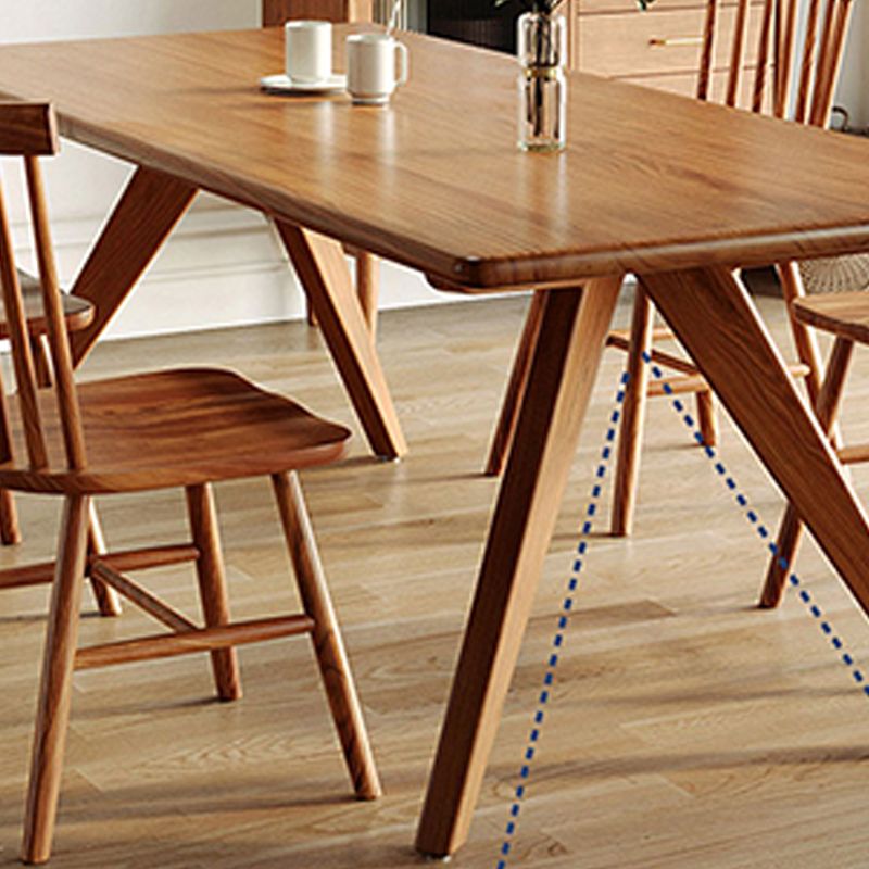 Rectangle Double Base Dining Table Medieval Modern Style Wood Table for Kitchen