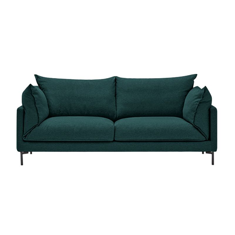 Contemporary Fabric Square Arm Loveseat Standard Loose Back Setee