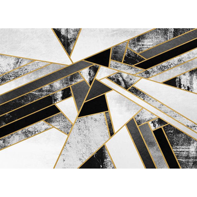 Contemporary Geometric Print Rug Polyester Area Carpet Non-Slip Backing Indoor Rug for Living Room