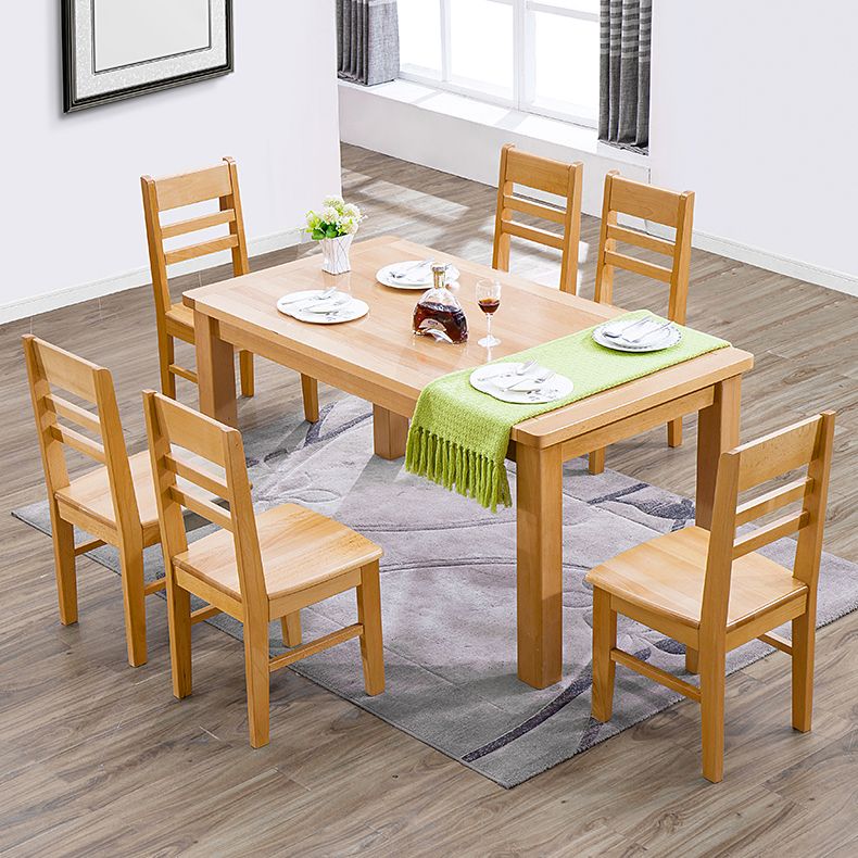 Rectangle Beech Wood Table in Nature Modern Dining Table with 4 Legs for Restaurant
