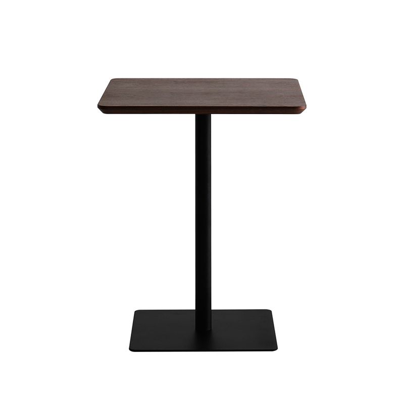 Metal Industrial Square Dining Table Solid Wood Top Indoor Table with Pedestal Base