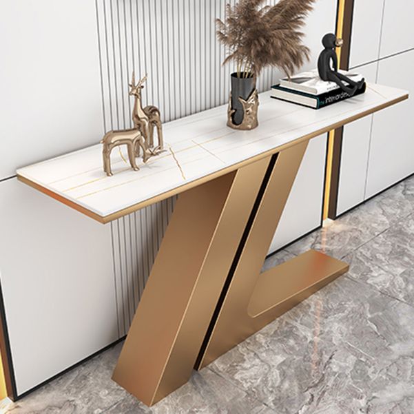 Modern Accent Table Stone Rectangle End Table for Hall , 31.5" Tall