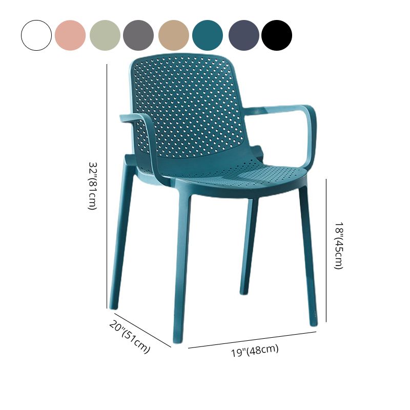 Sillas de comedor de plástico escandinavo, sillones apilables con respaldo sólido (juego de 4)