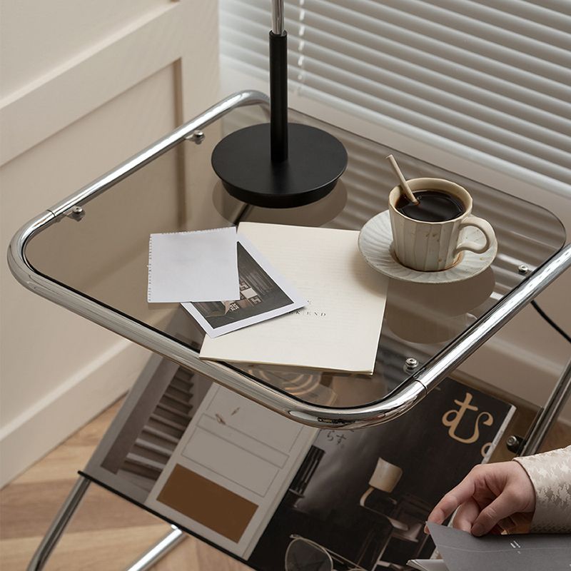 Abstract End Table Contemporary Style 23.62-inch Glass Top Side Table