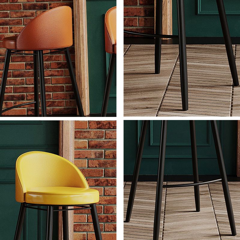 Modern Milk Tea Shop Low Back Stool Matte Finish Leather Barstool