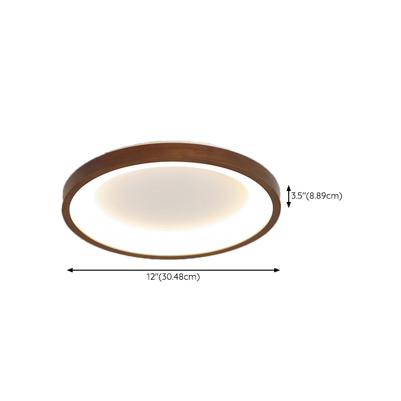 Modern Single Brown Flush Mount Lighting Wooden Ceiling Light for Bedroom