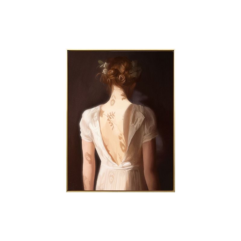 Traditional Figure Print Wall Art Yellow-Brown Sunlight on Girls Back Painting for Room
