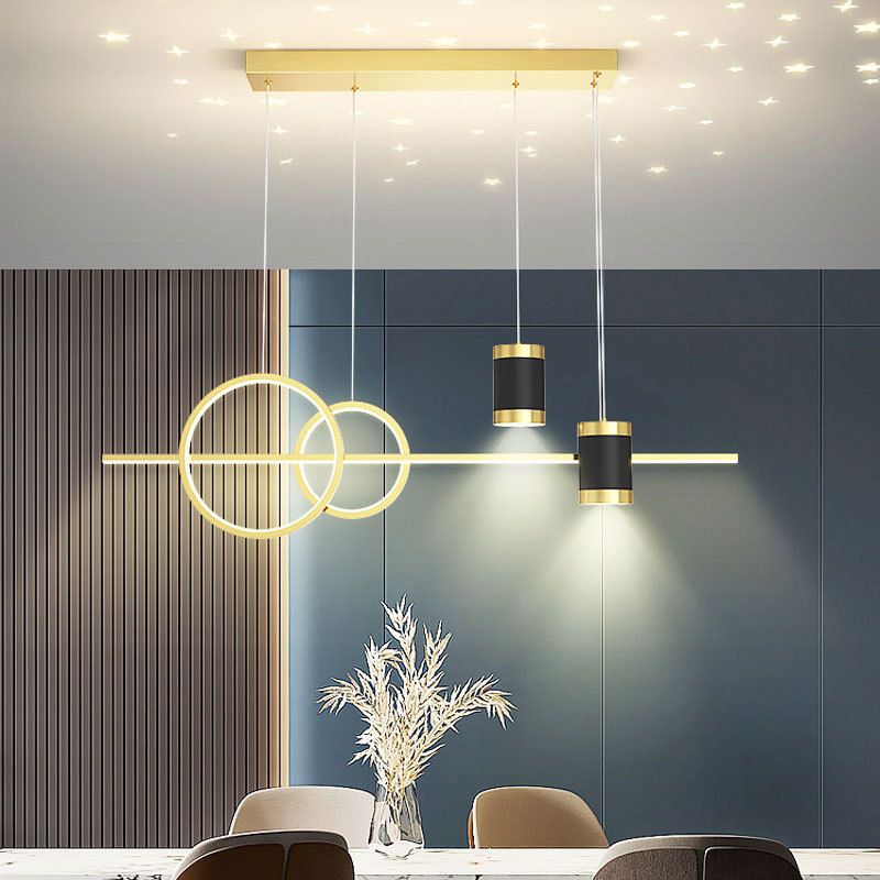 4-Lights Modern Island Pendants Metal Pendant Lights for Dining Room
