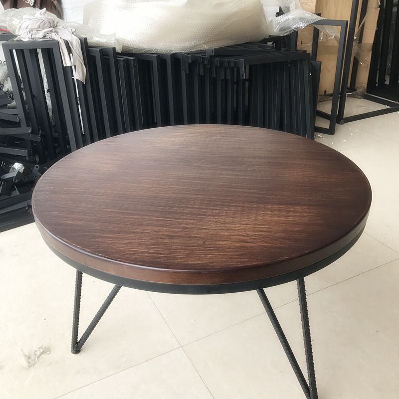 Round Solid Wood Coffee Table 3 Legs Coffee Cocktail Table, 17.71" High