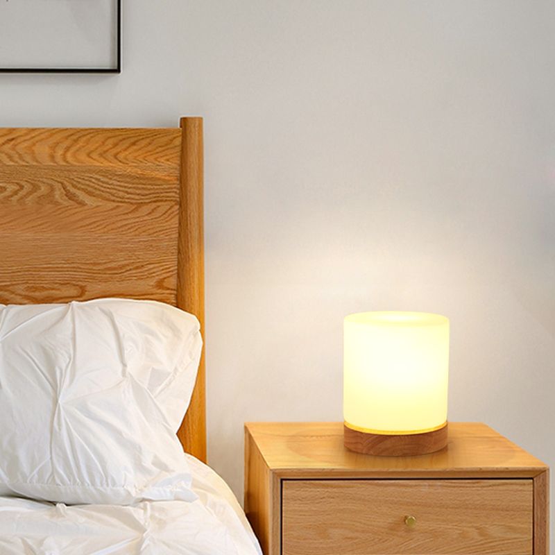 Modern Night Table Lamps 1-Light Nightstand Lights with White Glass Shade for Bedroom