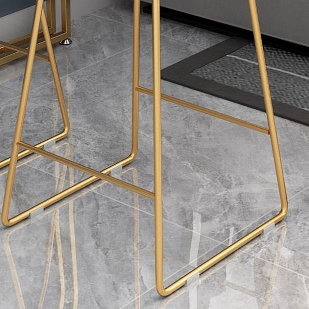 Glam Bar Stool and Table Set 1/2/3 Pcs Metal and Stone Pub Table with Upholstered Stools