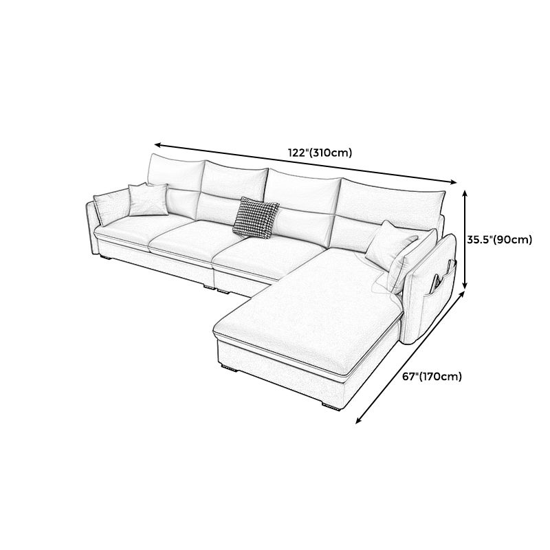 Modern Pillow Top Arm Sectional with Removable Cushions for Living Room