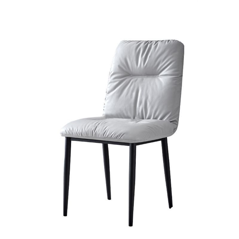 Chaises de salle à manger contemporaines en métal intérieur-extérieur, chaises de salle à manger en cuir sans bras