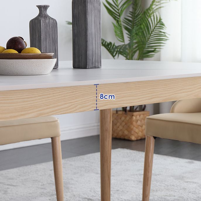 Modern Style Standard Height Table with Sintered Stone Dining Table and 4 Solid Wood Legs Base