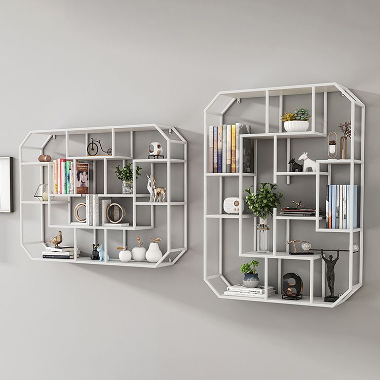 Industrial Iron Bookshelf Wall Mounted Bookshelf for Office and Family Living Room