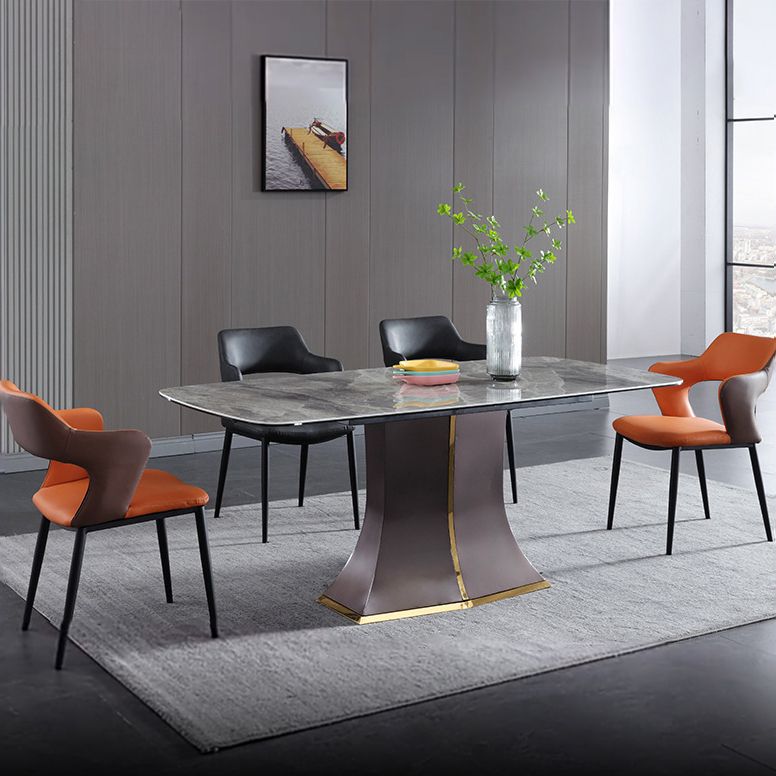 Modern Gray Sintered Stone Dining Table Set 1/2/5/7 Pieces Dining Set