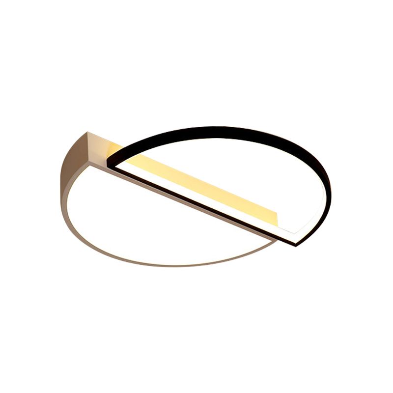 Splicing Round Flush Mount Ceiling Light Modernity Metal LED Black/White Flush Lamp in Warm/White Light/Remote Control Stepless Dimming, 18"/21.5" W