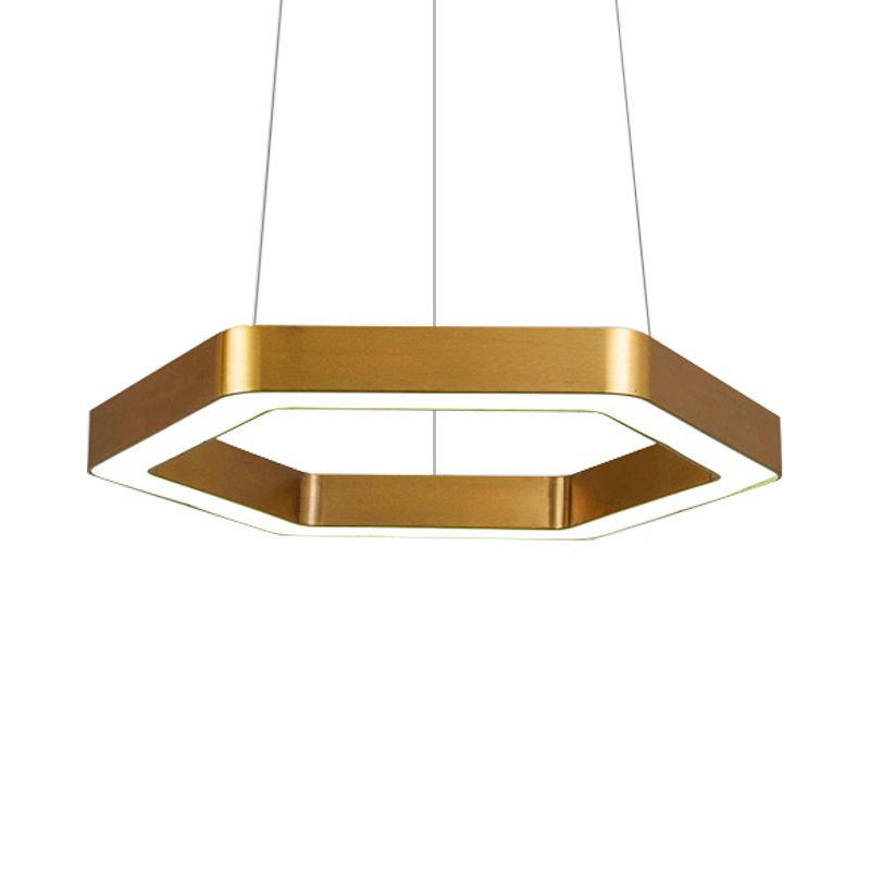Hexagon Metall Suspension Lampe modern 16 "/23,5" breites LED -goldener hängende Decke Anhänger Licht für Wohnzimmer, a/b