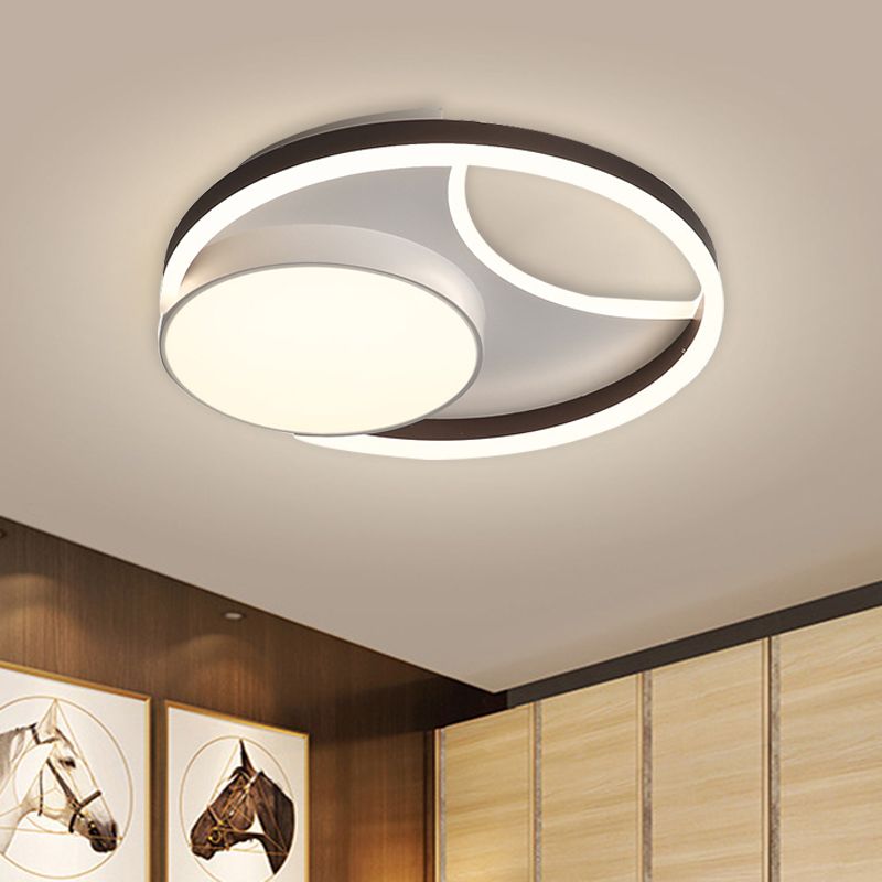 Metallic Round Flushmount Lighting Minimalist LED Ceiling Mounted Fixture in Coffee for Bedroom, 16.5"/20.5" Wide