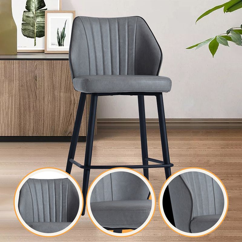 Contemporary Faux Leather Counter Stools Metal Bar Stool for Home Use
