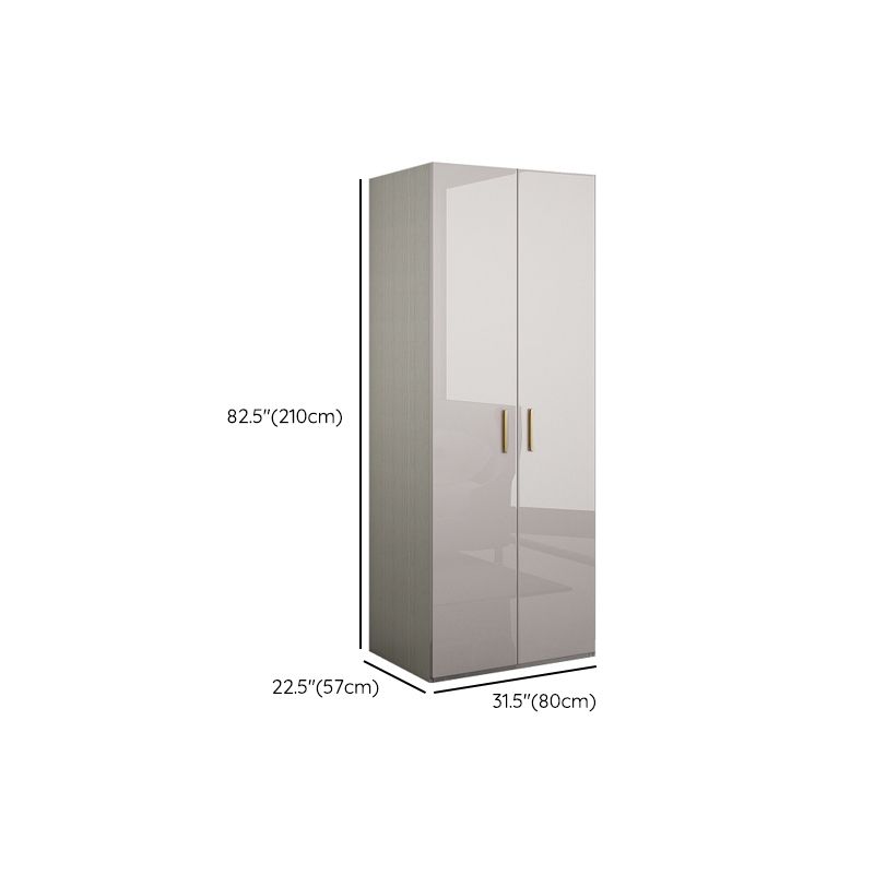 Engineered Wood Armoire Modern Mirrored Grey Wardrobe Closet with Garment Rod