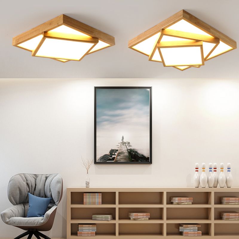 Modern Multi-head Ceiling Mount Light Fixtures Wooden Flush Mounted Ceiling Light
