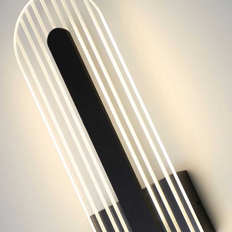 Oval Shade Metal Wall Sconce Modern Style 1 Light Wall Mount Light Fixture in Black