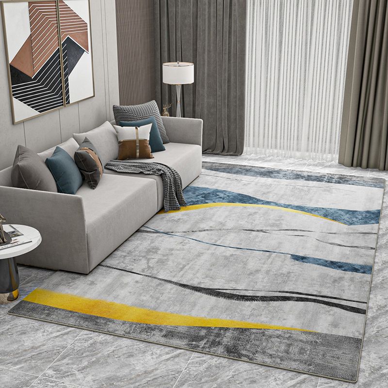 Relaxing Geometric Pattern Rug Polyester Area Carpet Stain Resistant Indoor Rug for Living Room