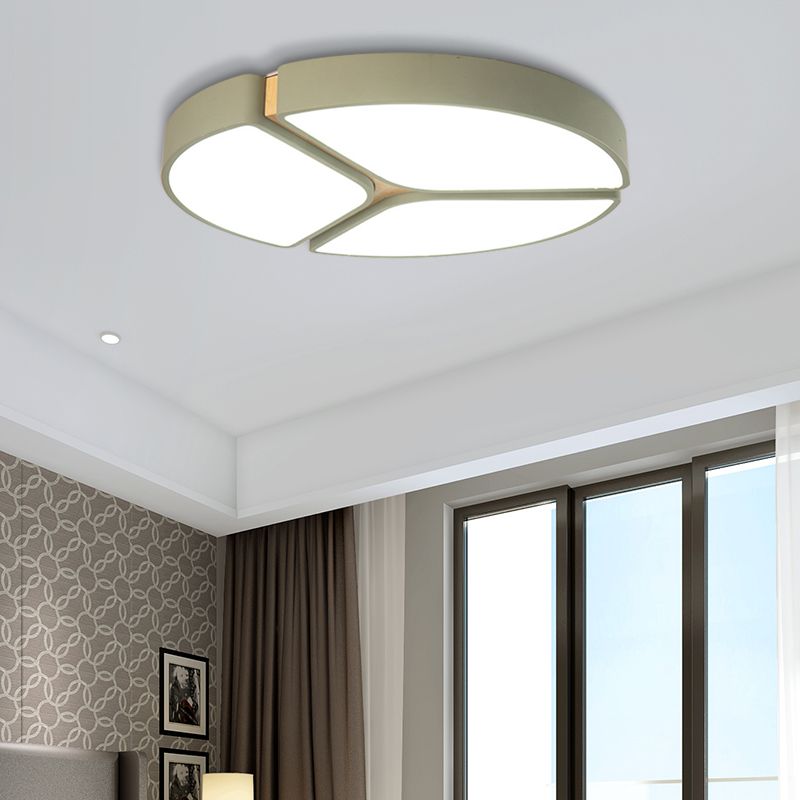 16"/19.5"/23.5" Wide Circular Flushmount Light Macaron Metallic Led Close to Ceiling Light in Warm/White Light