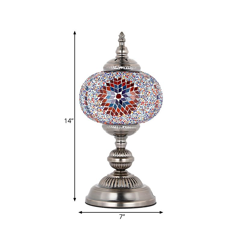 Lampada da comodino per camera da letto torre in vetro colorato mediterraneo 1 lampadina rossa/blu/gialla e blu