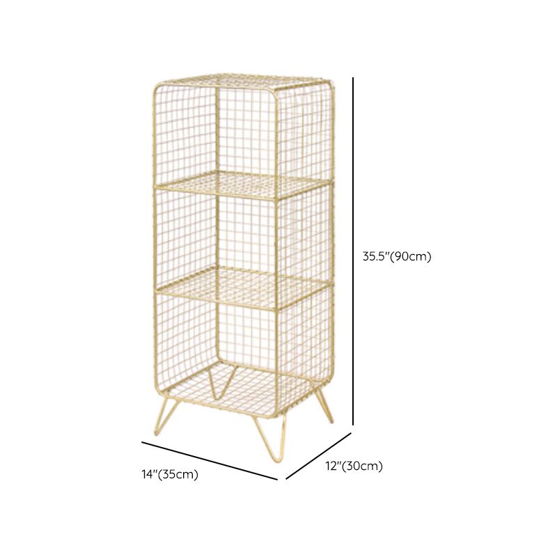 11" Wide Glam Shelf Bookcase Closed Back Gold Metal Bookcase