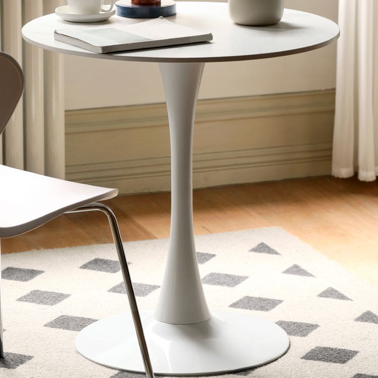 White Round Dining Table Stone Top Dining Table with Tulip Base