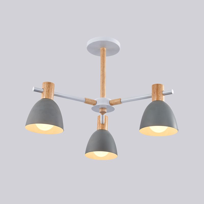 Dome Chandelier Pendant Light Modern Nordic Metal Hanging Hang Fixture with Wood