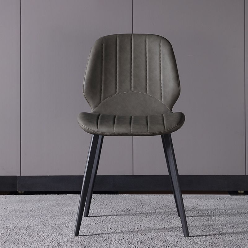Nordic Metal Side Chair Wingback Armless Chair with Black Legs