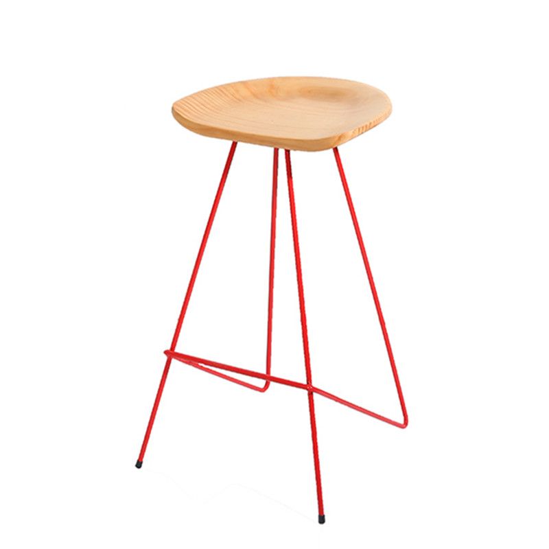 Modern Solid Wood Counter Stool Armless Bar Stool with Footrest