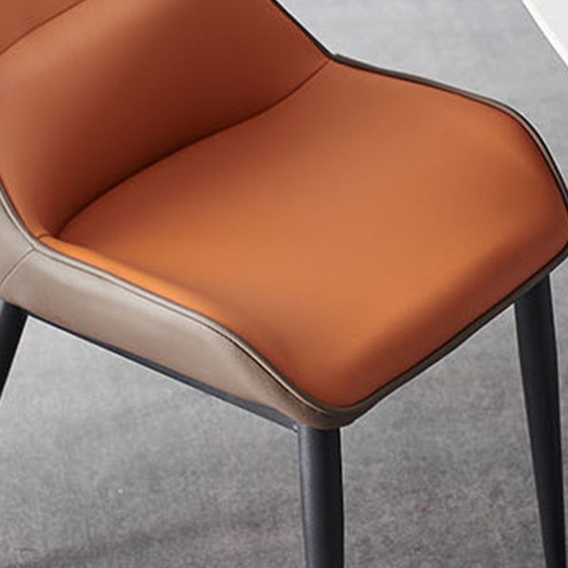 Upholstered Dining Chair Faux Leather and Metal Dining Room Chair