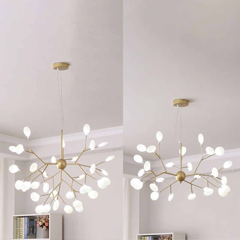 Gold Fireflies Chandelier Light Fixture Simplistic Acrylic Pendant Chandelier for Bedroom