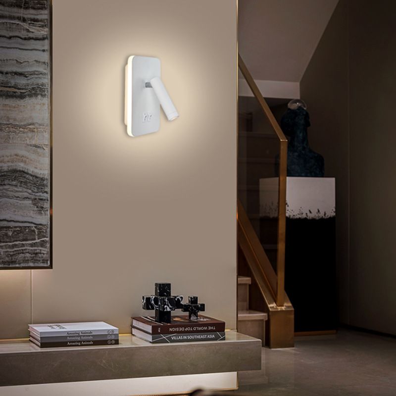 Luces de 2 luces rectangulares apliques de pared moderna luces de lectura montadas en la pared de metal