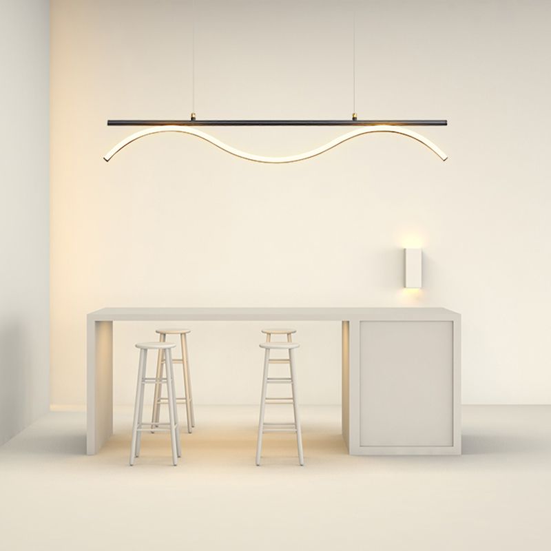 Linear Shape Island Lighting Idea Modern Style Metal 1-Light Island Pendant