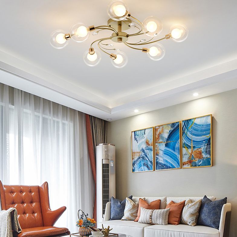 Lámpara de metal espiral de lámpara de techo de globo de vidrio de estilo nórdico