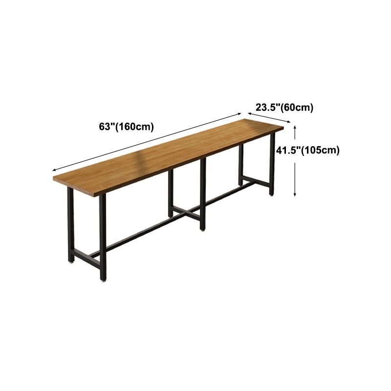 Modern Brown Wood Bistro Table with Rectangle Table Top Black Trestle Table 42'' H