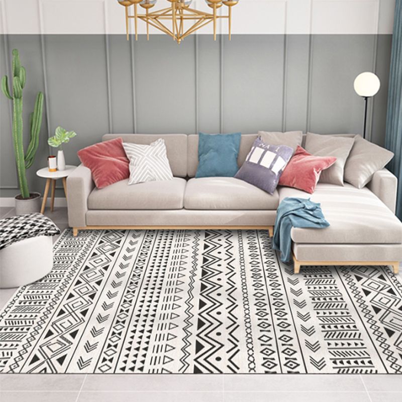 Beige Marokkaans vloerkleed Polypropyleen streeppatroon Indoor Rug Anti-slip Achterstijl Stain-resistente wasbaar Wasbaar Tapijt voor Kamer