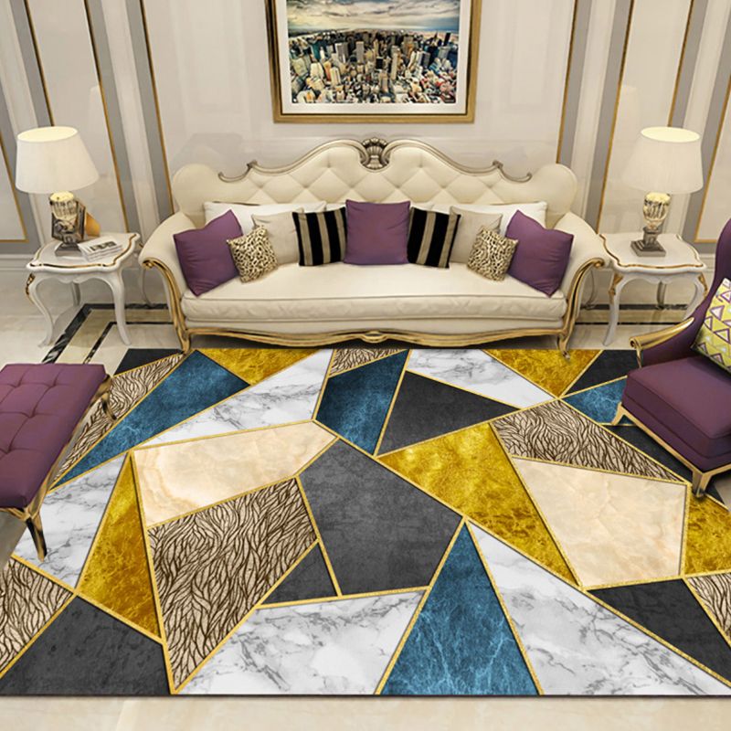 Luxury Living Room Rug Multi Colored Plant Pattern Carpet Polypropylene Machine Washable Anti-Slip Rug