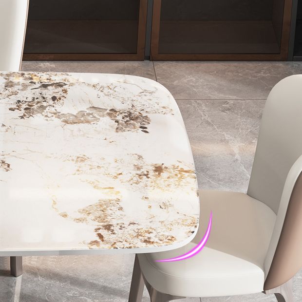 Dining Room Set Contemporary with Sintered Stone Dining Table and Cushion Chairs