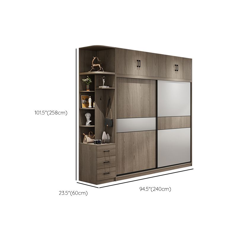 Freestanding Solid Wood Wardrobe Armoire Contemporary Wardrobe with Drawer